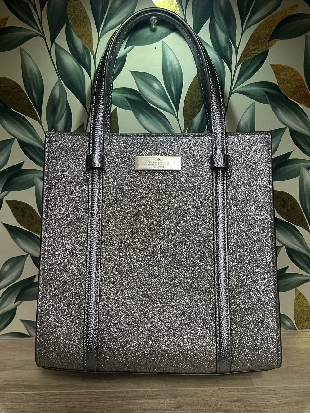 Kate Spade Kenzie Blueish Silver Glitter Small Tote Bag - NWOT